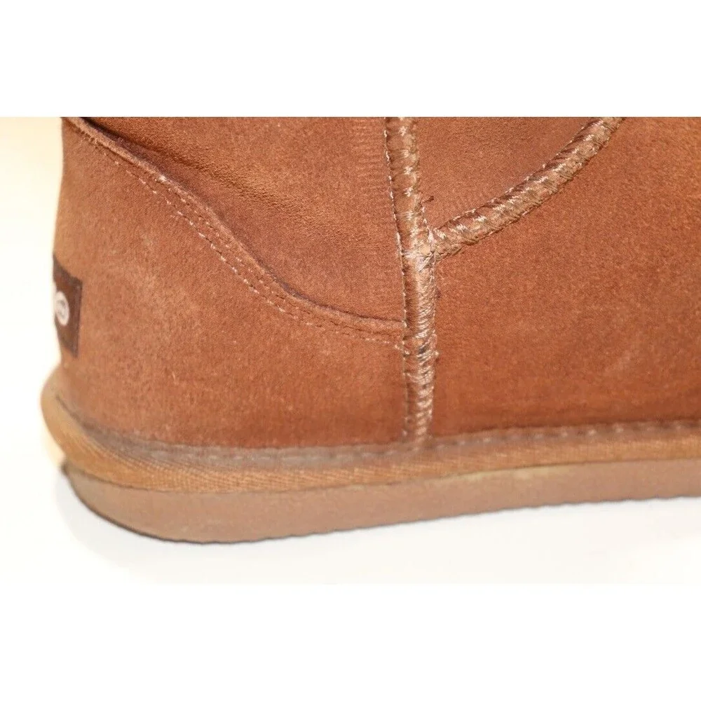 Lamo Kids Classic Boot Brown Suede Faux Fur Lining Pull On Comfort Size 5Y